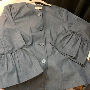 Women Loft brand jacket/top. Dark wash denim color. Like new. Small.